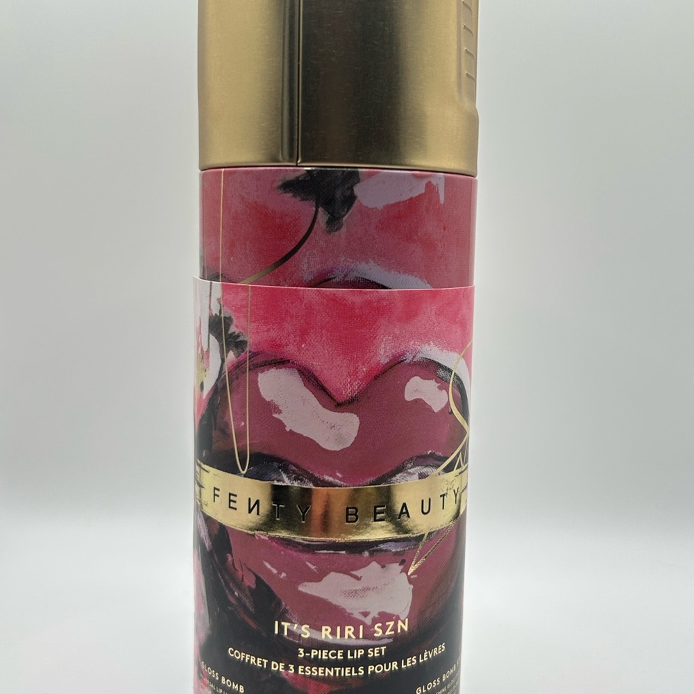 Fenty Beauty Lip Trio Tin with Pink and Gold Accents